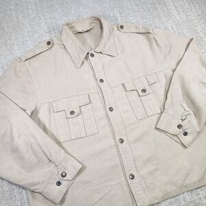 Vintage 50s Fox Knapp Safari Hunting Shirt Jacket Men XL USA Made Utility Khaki